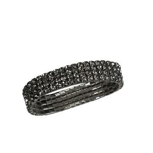 Silver Tone Rhinestone Stretch Statement Bracelet One Size